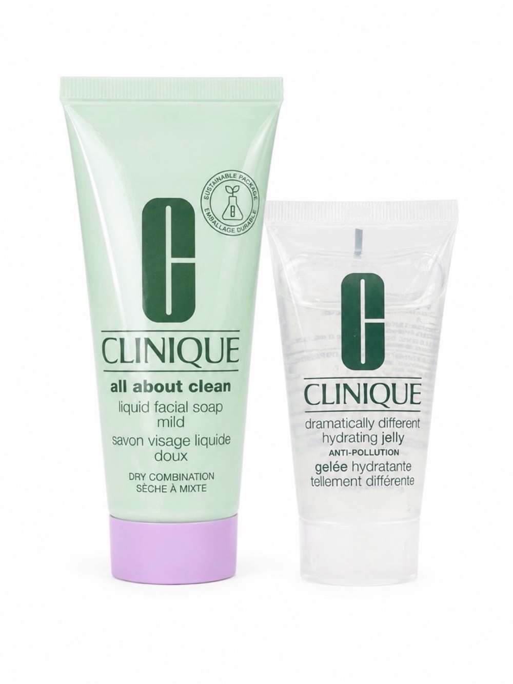 Clinique All About Clean 2.5 oz + Hydrating Jelly 1.7 oz NEW Travel Duo